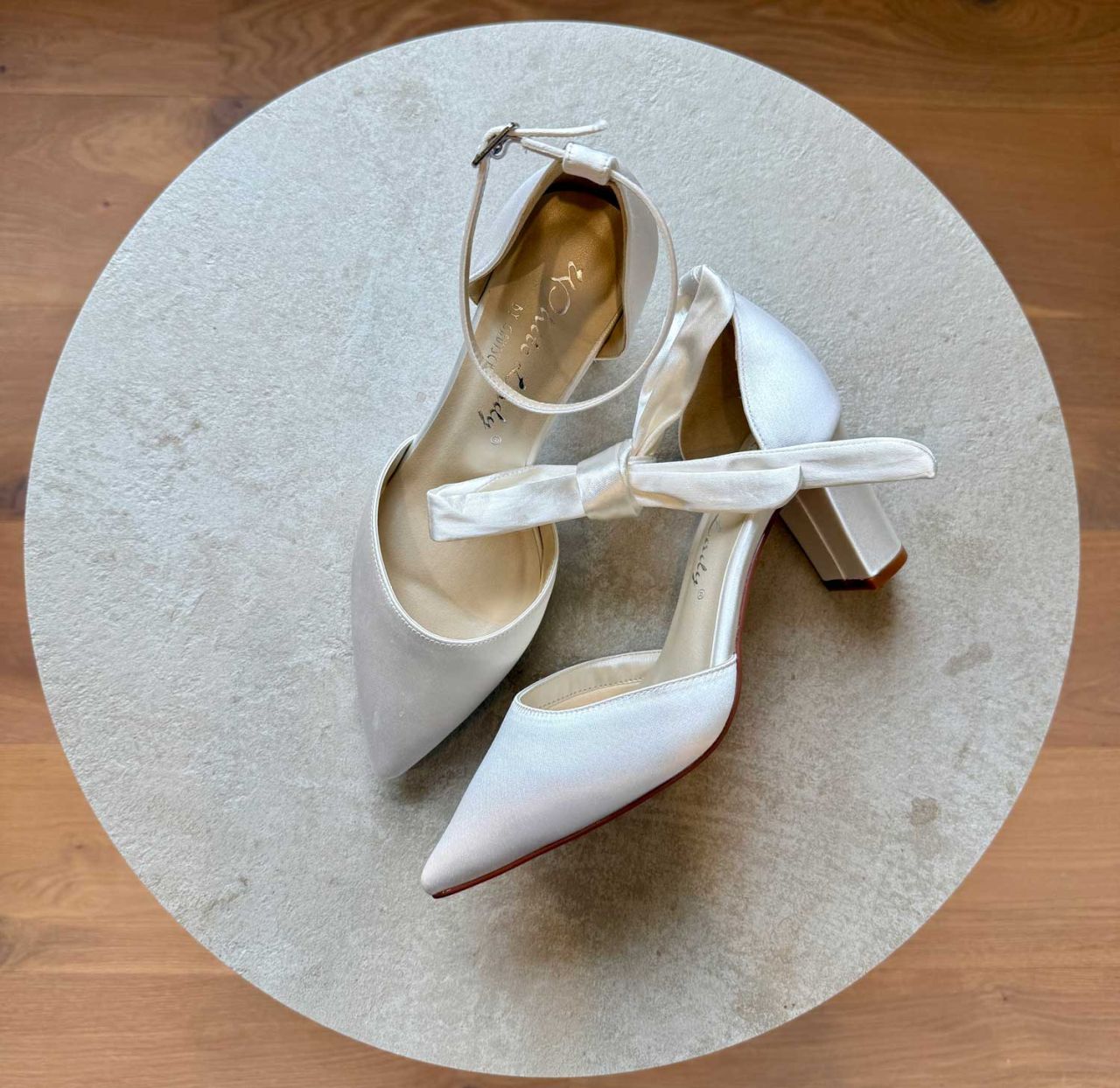 623 ivory Satin - Riemchen-Pumps Brautschuhe