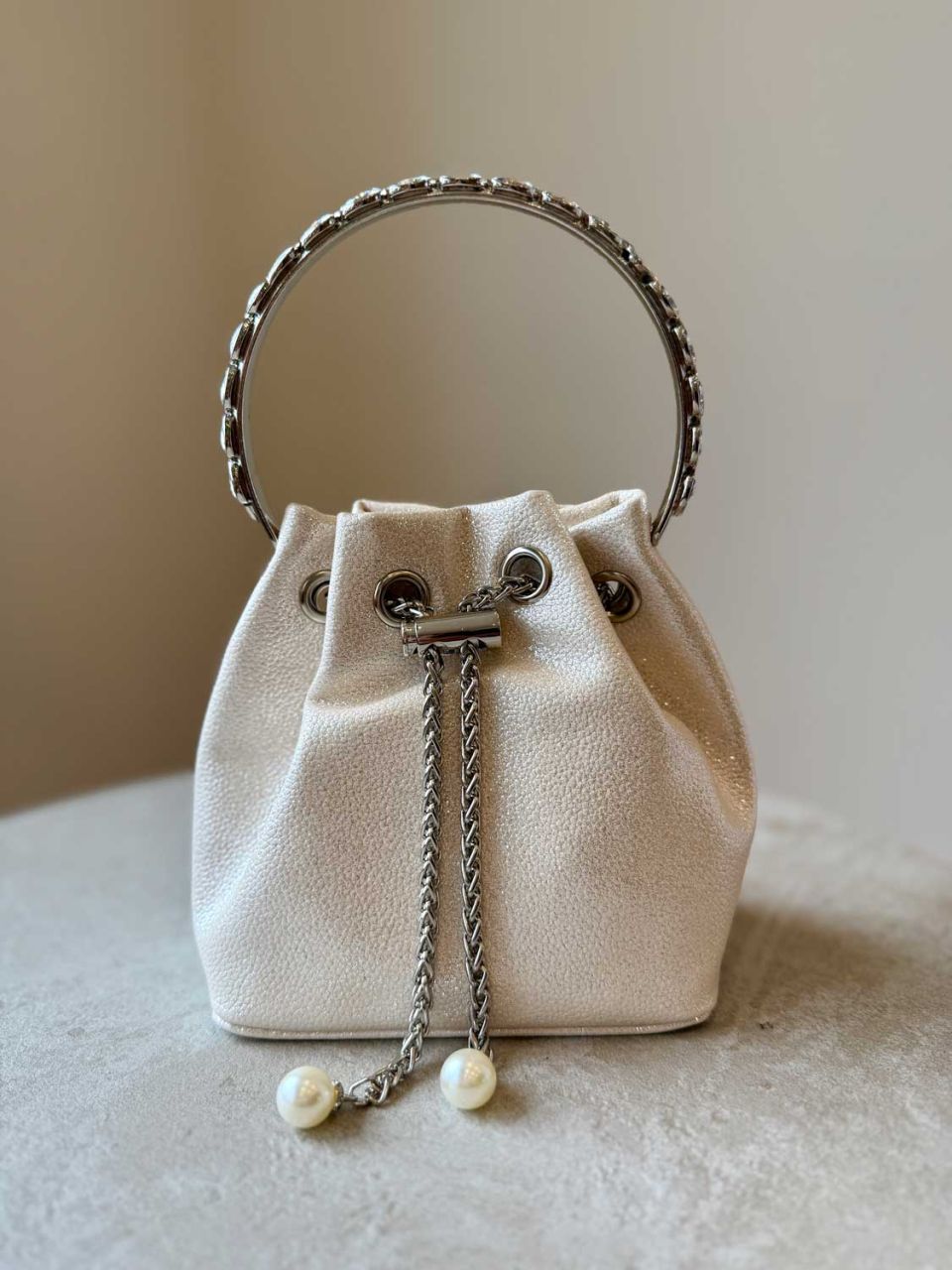 Clarisse ivoryglanz - Glitter Handtasche mit Perlen und Strass