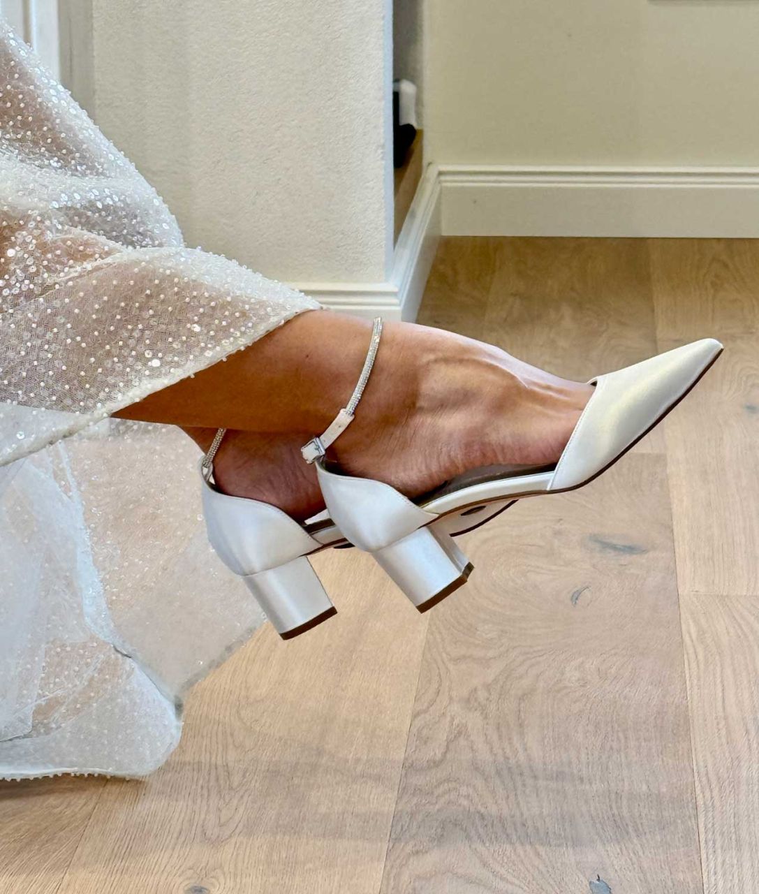 622 ivory Satin - Riemchen-Pumps Brautschuhe