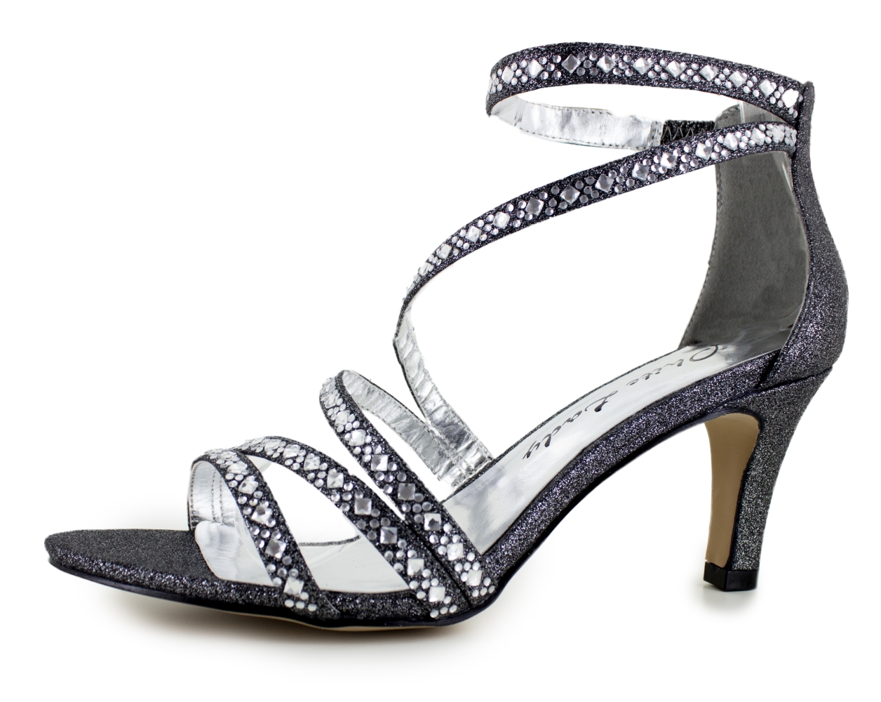 865 schwarz Glitter Abendschuhe Damen Gautsche