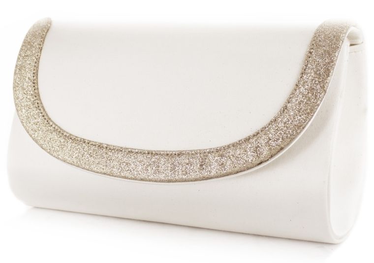 Marie ivory-champagner Satin-Glitter - einfärbbare Brauttasche