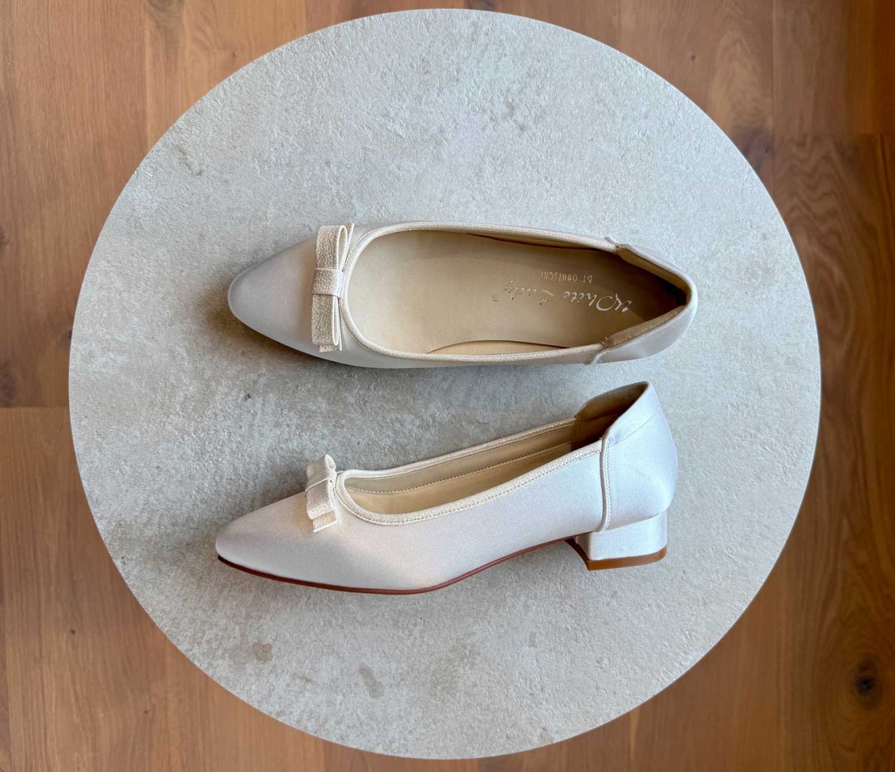 618 ivory Satin - flache Brautschuhe